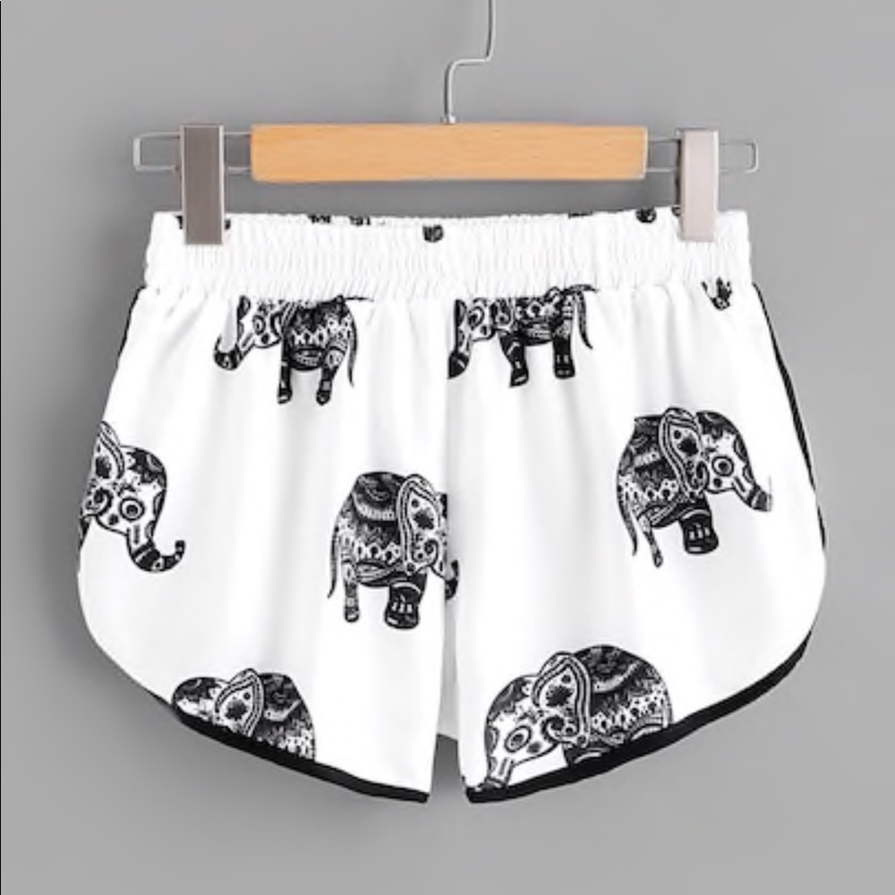 Elephant Print Ringer Shorts